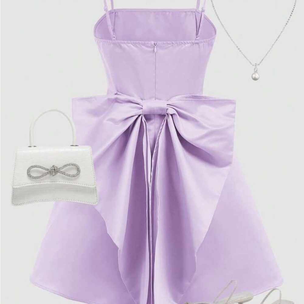 SHEIN Lavender Kids Dress with Bow Detail